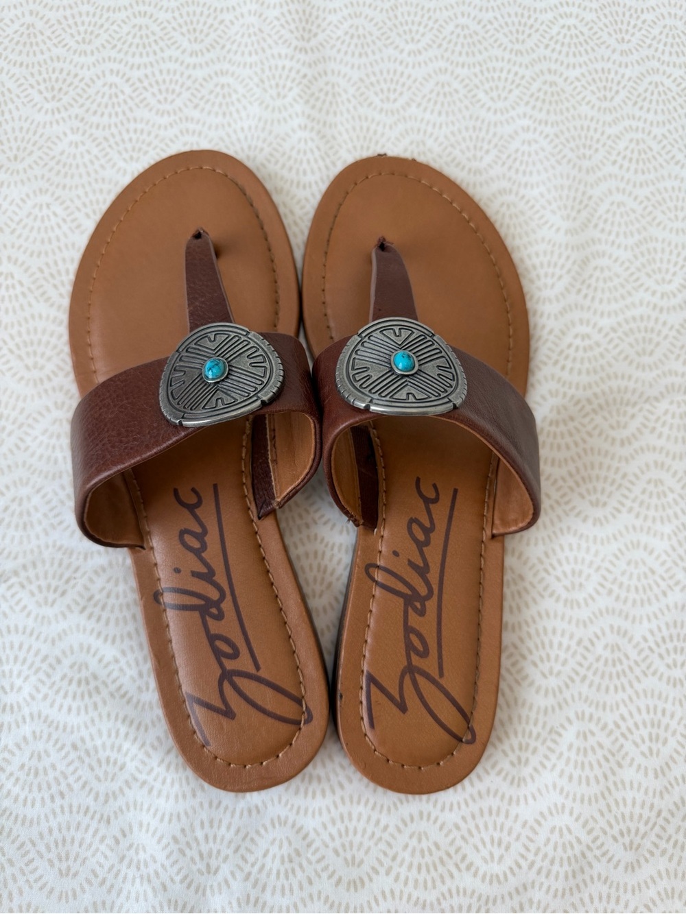 Zodiac Brown Sandal with Turquoise Accent